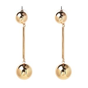 New fashion beads earrings. Long drop style, gold color.